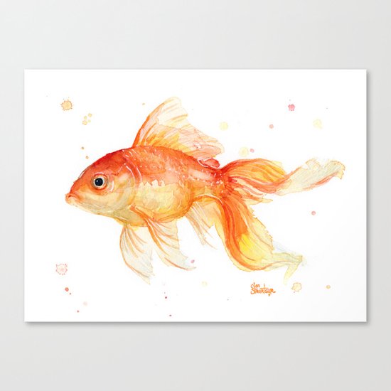 Goldfish Watercolor Fish Canvas Print
