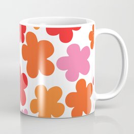 Retro Flowers in pink, orange and red Coffee Mug | Orangeflowers, Minimaltype, Seventiespattern, Pinkflowers, Minimalflowers, Redflowers, Retropattern, Graphicdesign, Retroflowers, Flowerpower 