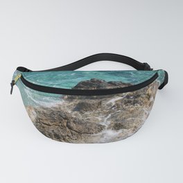 Azure Blue Sea And Volcanic Rock Fanny Pack