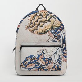 Design for Windrush by William Morris 1883 // Romanticism Blue Red Yellow Color Filled Floral Design Backpack | Barn Elegant Theme, Retro Midcentury Bed, Fashion Blue Yellow, Painting Paintings, Modern Vintage Home, Photo Picture Design, Country Farm Plants, Old World Book Page, Minimalist Pattern, Leaves Leaf Flower 