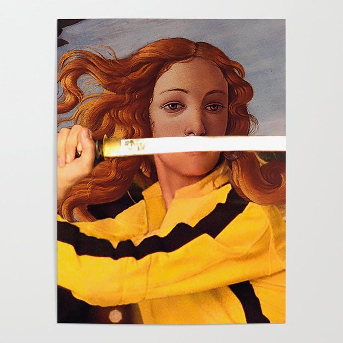 botticelli s venus beatrix kiddo in kill bill poster by luigitarinigraphicartist
