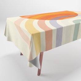 mid century minimal sun shape Tablecloth
