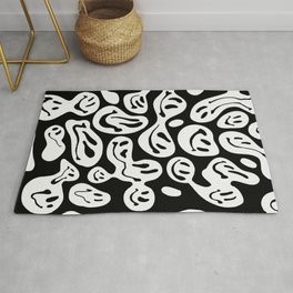 Black and White Dripping Smiley Area & Throw Rug