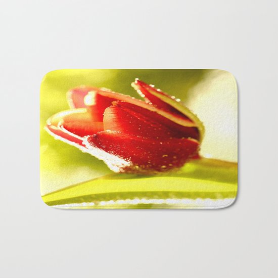 Glowing Red Tulip Bath Mat