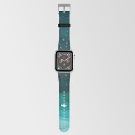 Starry Ocean, teal sailboat watercolor sea waves night Apple Watch Band