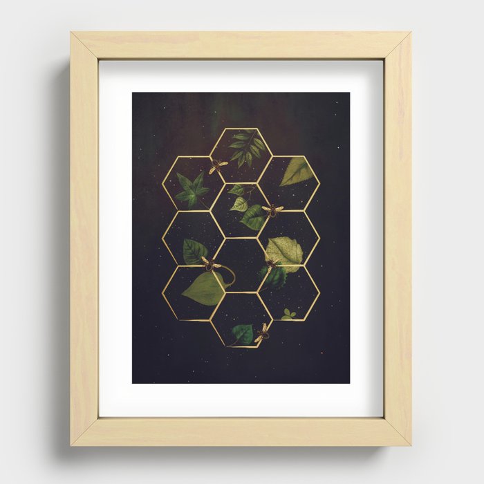 Bees in Space Recessed Framed Print