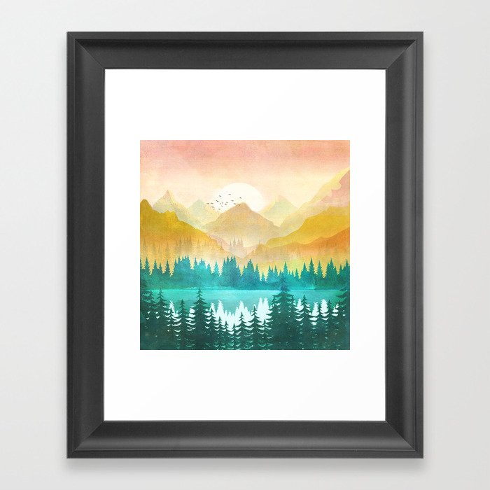 Summer Mountain Sunrise Framed Art Print