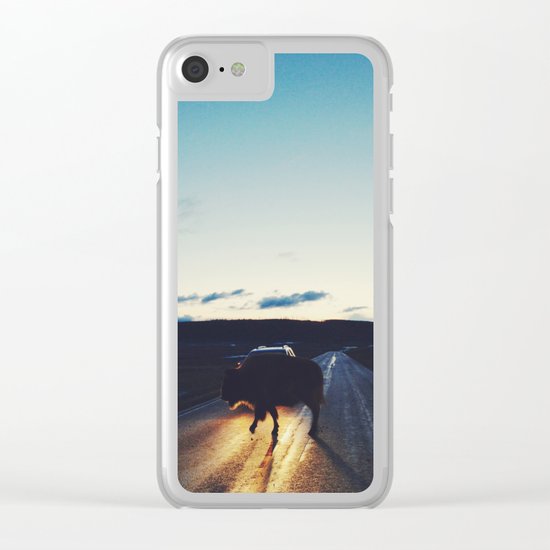 Bison in the Headlights Clear iPhone Case