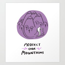 Protect Our Mountains Art Print | Ski, Digital, Purple, Ink, Pop Art, Freshair, Societysix, Illustration, Explore, Beoutside 