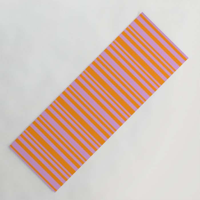 Plum and Dark Orange Colored Striped/Lined Pattern Yoga Mat
