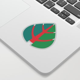 Bold, Abstract Leaves - Red, Aqua, Green Sticker
