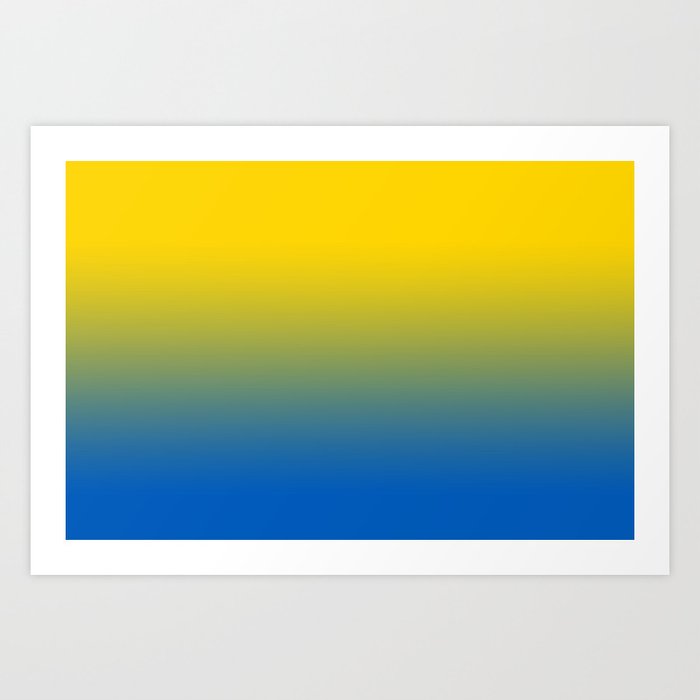 Blue and Yellow Solid Colors Ukraine Flag Colors Gradient 1 100% Commission Donated To IRC Read Bio Art Print