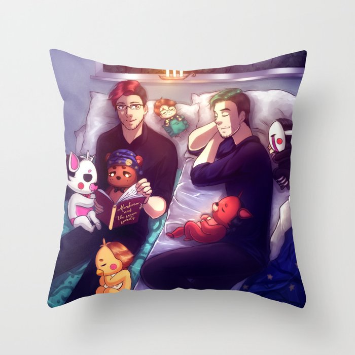 Bedtime Stories with Markiplier, Jacksepticeye and FNAF Throw Pillow