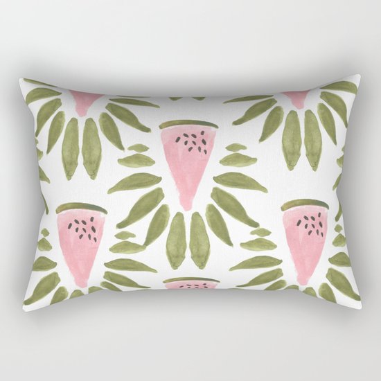 Watermelon and Leaves Rectangular Pillow