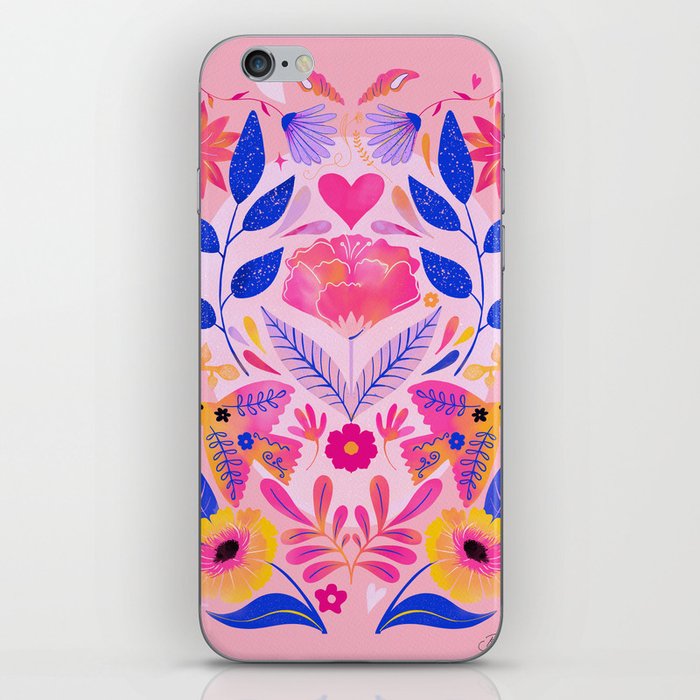 Botanical Garden Folklore in Pink iPhone Skin