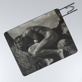 Adonis - In the Bosom of Nature - Male form artistic nude black & white photograph by Rudolf Koppitz Picnic Blanket