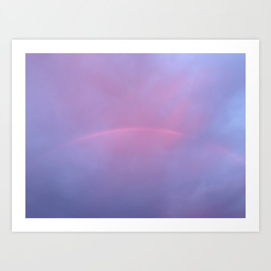 A Rainbow In A Sky Colored By The Sunset Art Print
