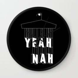 Yeah Nah Wireframe Inverted  Wall Clock