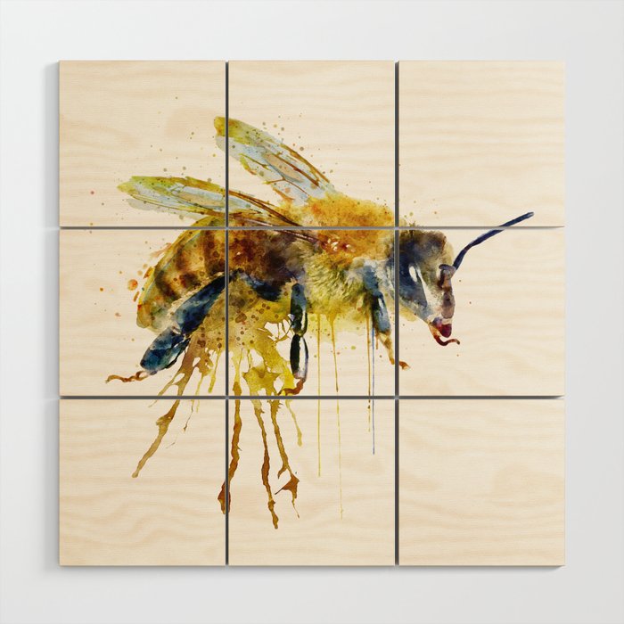 Watercolor Honey Bee Wood Wall Art