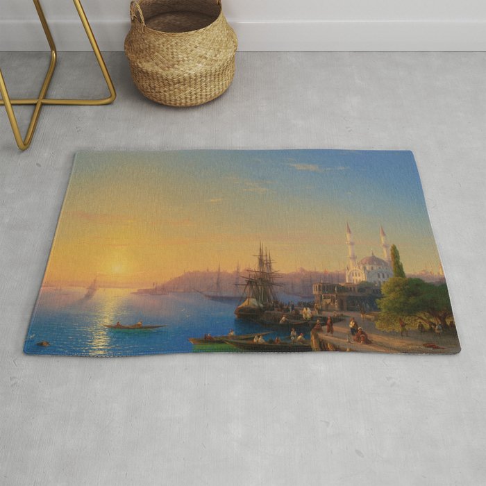 View of Constantinople and the Bosphorus Landscape Masterpiece by Ivan Aivazovsky Rug