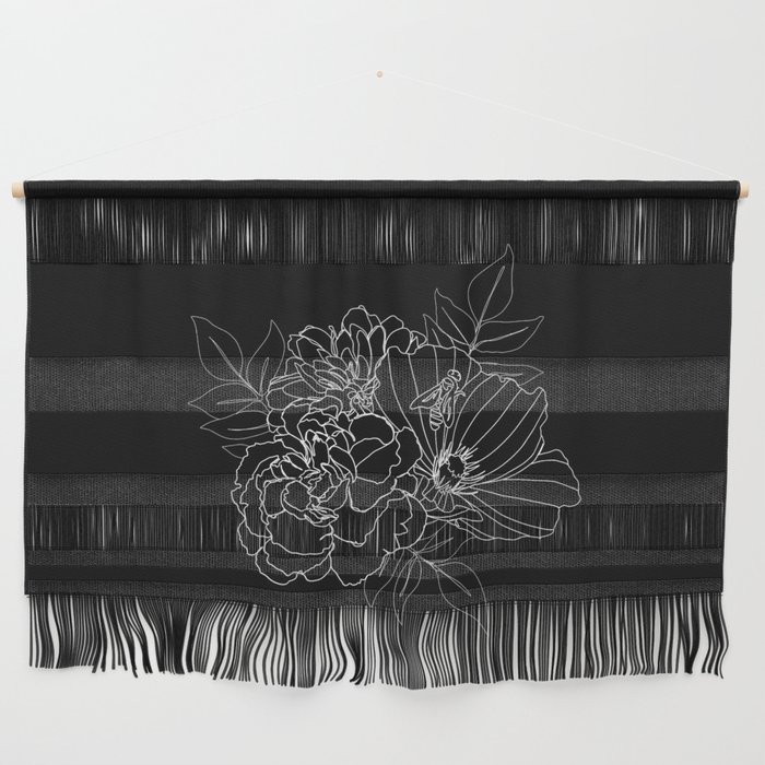 Floral Arrangement - White on Black Wall Hanging