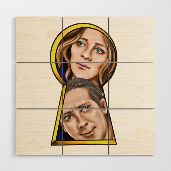 keyhole. Man and woman Wood Wall Art