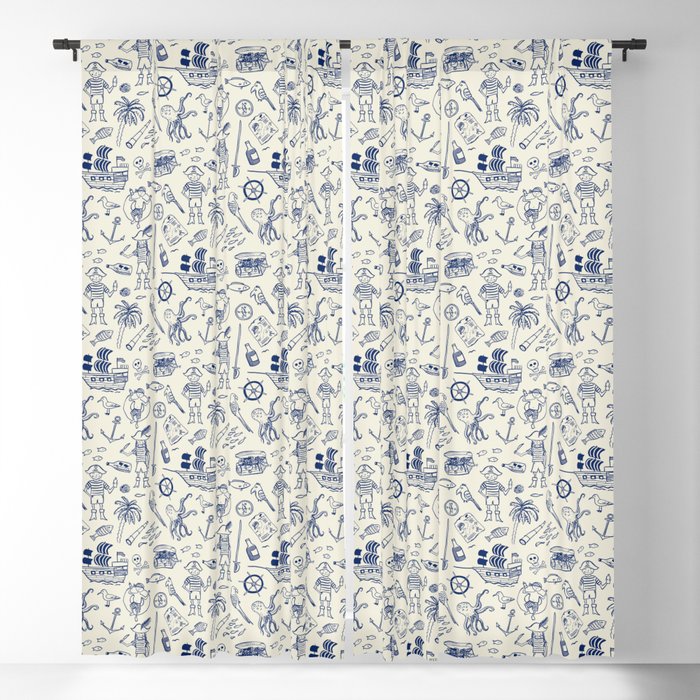 Pirate Play - Cream Blackout Curtain