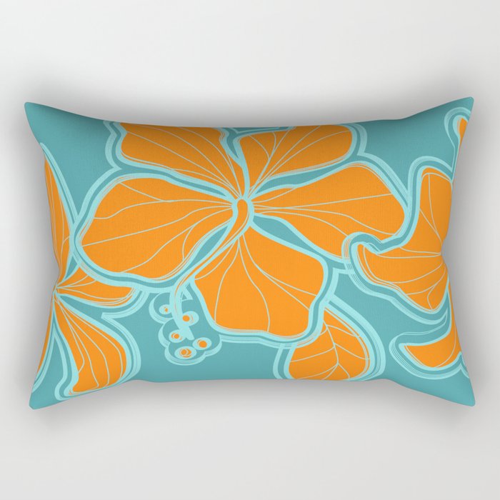 Kailua Hibiscus Hawaiian Engineered Floral Rectangular Pillow