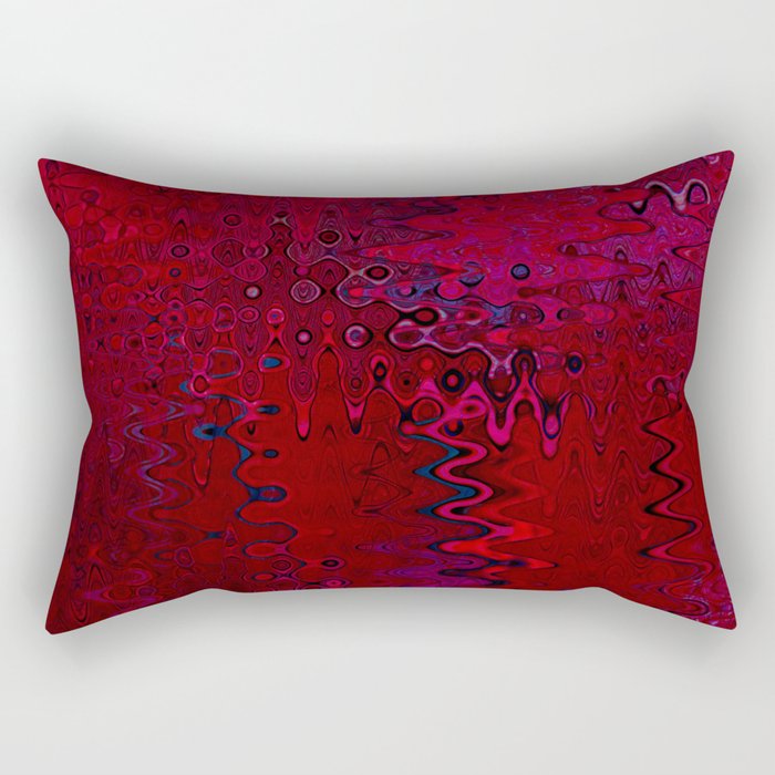 Distorted Red Abstract Artwork Rectangular Pillow