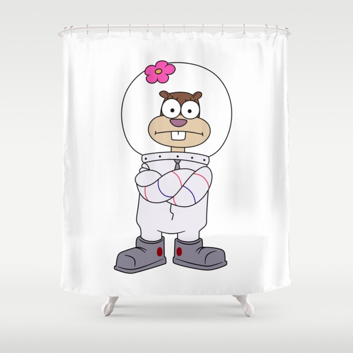 Squirrel Sandy Cheeks from Spongebob stands with his hands folded. meme 2023 Shower Curtain
