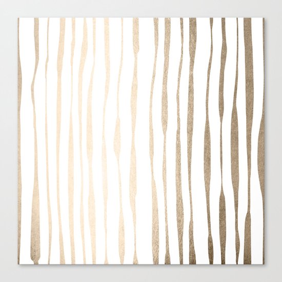 White Gold Sands Ink Pinstripes Canvas Print