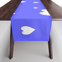Hand-Drawn Hearts (White & Azure Pattern) Table Runner