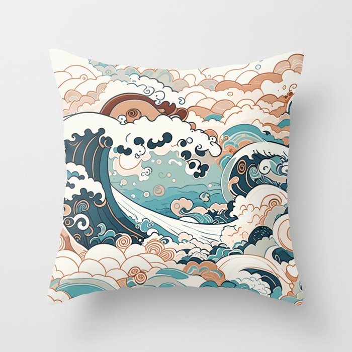 Waves pattern Throw Pillow