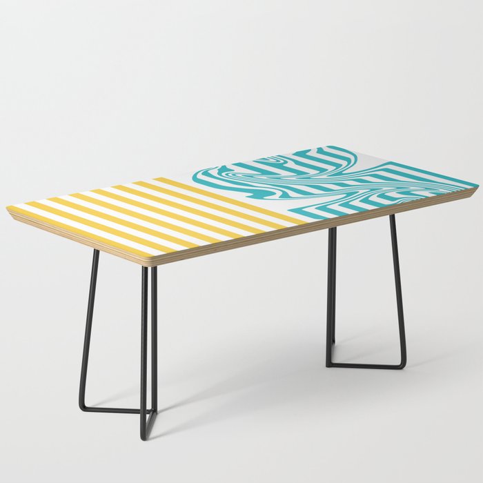 Stripes and Swirls - Turquoise and Yellow Coffee Table