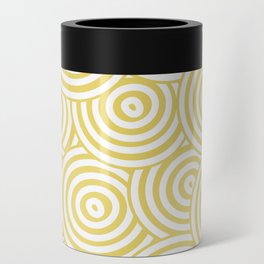 Yellow and White Hypnotic Circle Pattern Pairs Dulux 2022 Popular Colour Lemon Jester Can Cooler