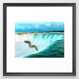 Seagull over Niagara Falls Framed Art Print