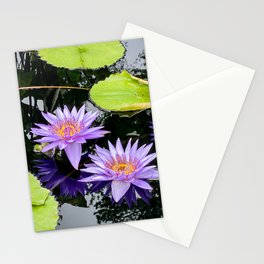Purple Water Lillies Stationery Card