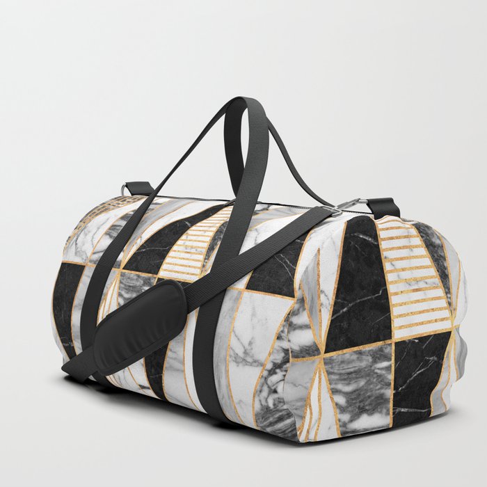Marble Triangles - Black and White Duffle Bag