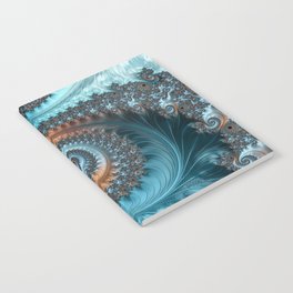 Feathery Flow - Teal and Taupe Fractal Art Notebook