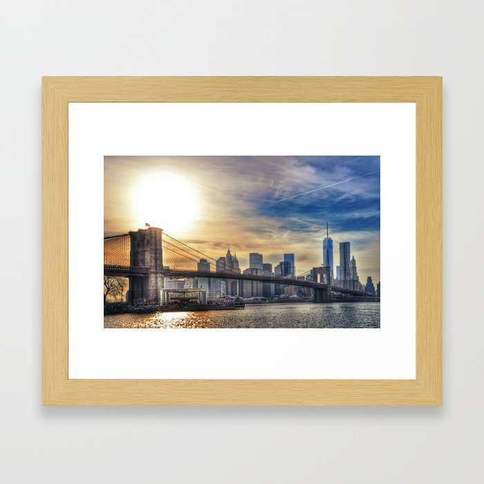 The Brooklyn Bridge and New York City Skyline Framed Art Print