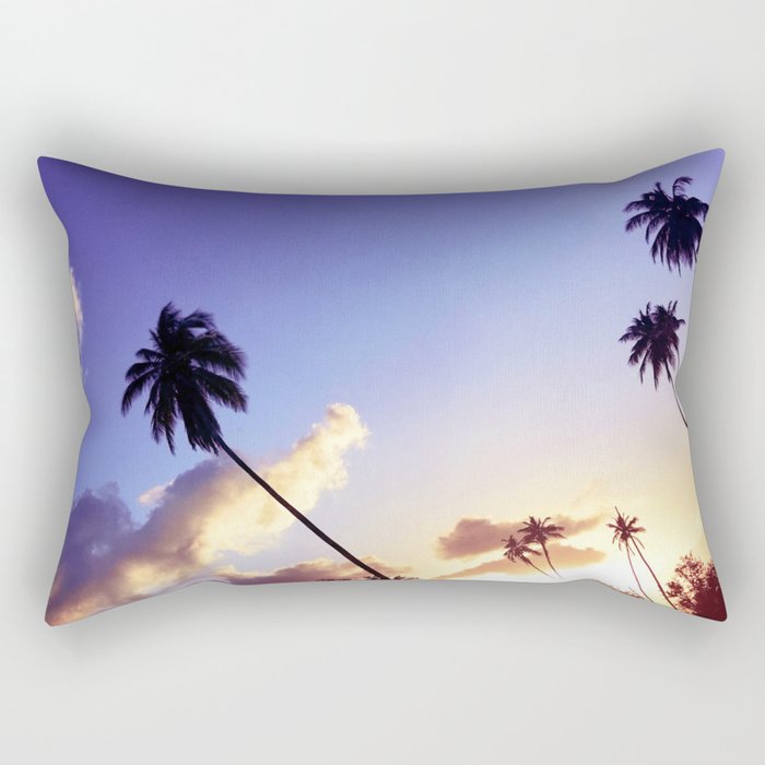 Love Palm Trees Coast  - Colorful Seaside Landscape Sunset Rectangular Pillow