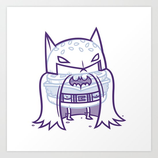 Cheeseburger Bat man Art Print