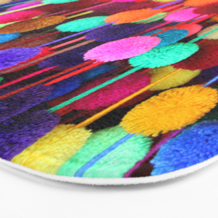 Rainbow Pom Poms Horizontal Bath Mat By Xhico Society6