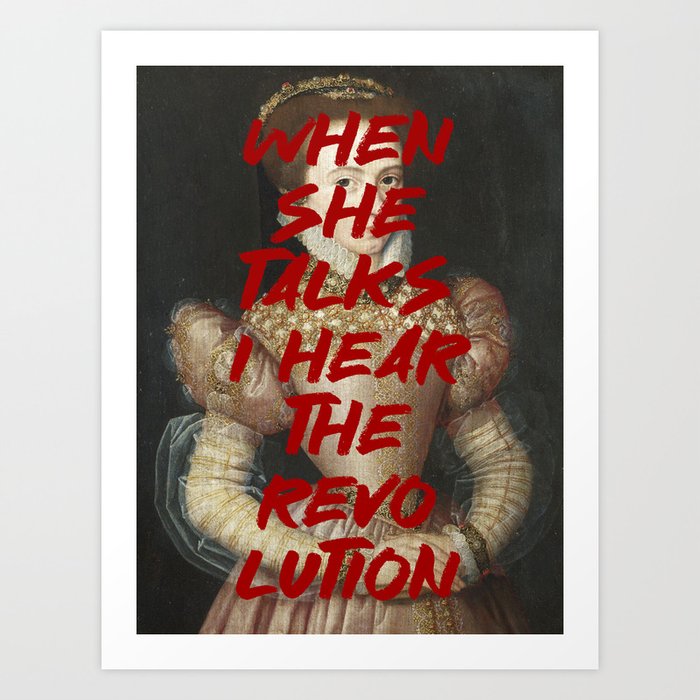 I Hear The Revolution Renaissance Painting Feminist Wall Altered Art Quote Print Typography Office Art Print