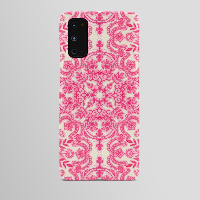 Hot Pink & Soft Cream Folk Art Pattern Android Case