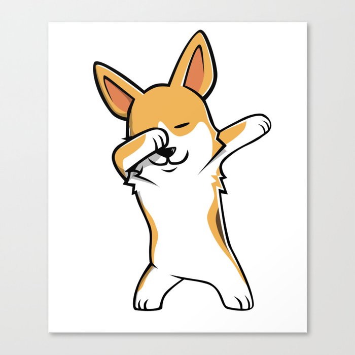 Funny Pembroke Welsh Corgi Dabbing Canvas Print By Barktrends