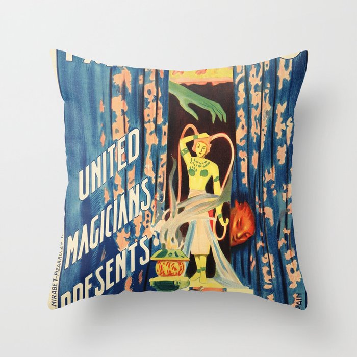 Vintage magic poster Throw Pillow