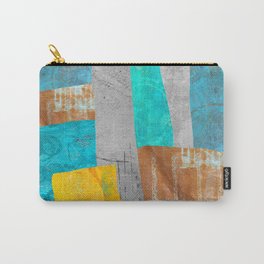 Teal Blue and Orange Modern Abstract Collage Art Carry-All Pouch