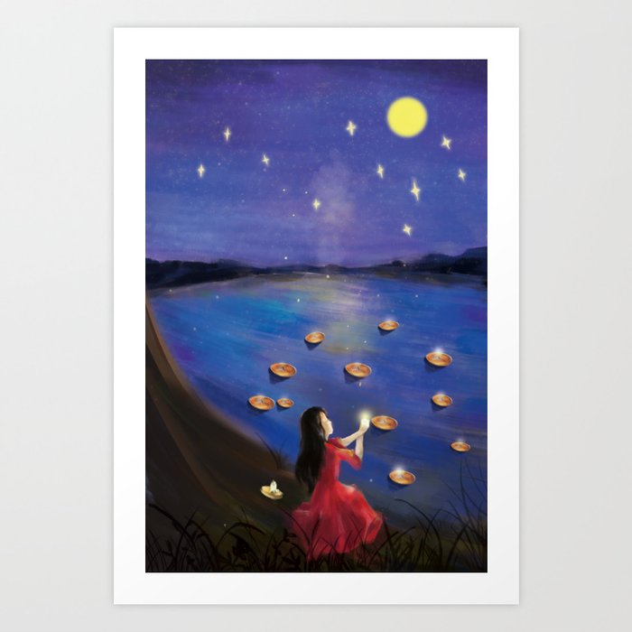 Cute Girl S Dream And Wish Art Print By Allenan Store Society6