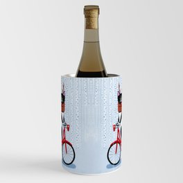 Tuxedo Cat Christmas Bicycle Ride Wine Chiller